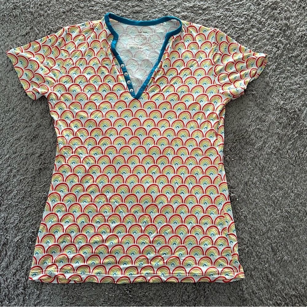 Little Sleepies Women's Primary Rainbows Bamboo Spandex Pajama Top Size XS